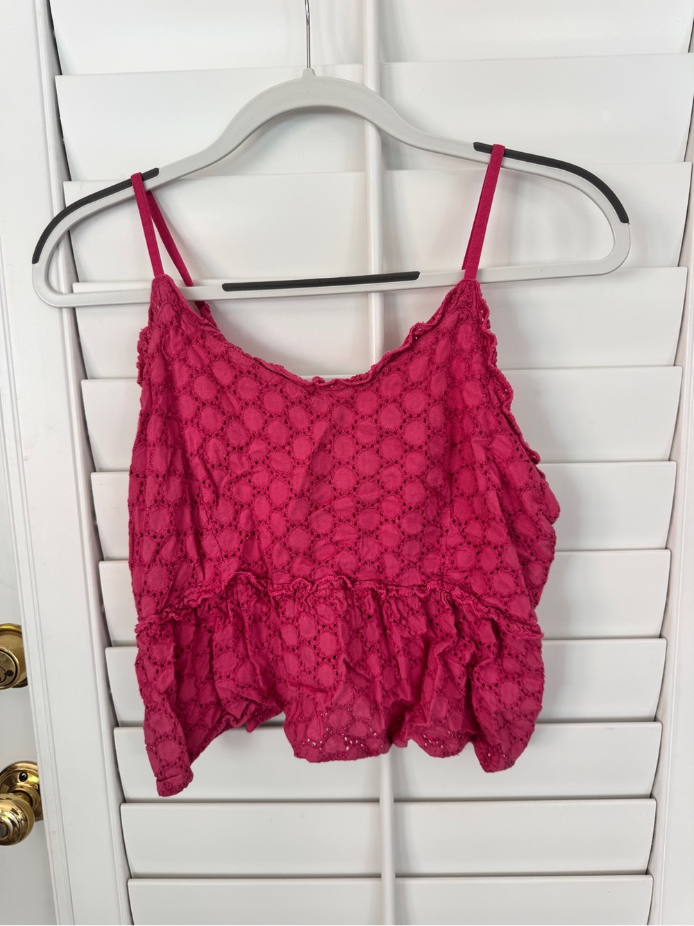 Women’s Pink Lace Peplum Cami Top